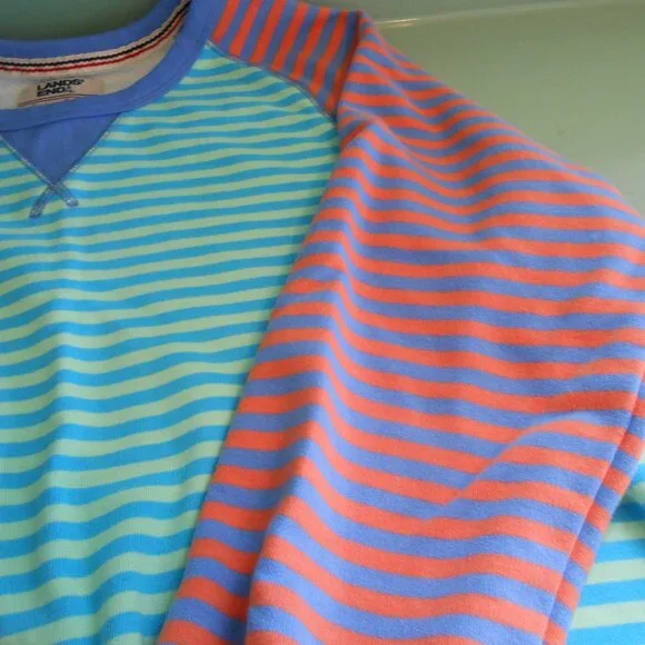 Lands' End Serious Sweats Women's Multicolor Striped Knit Sweatshirt Size M - Picture 4 of 7